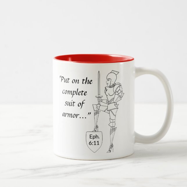 Caneca De Café Em Dois Tons "Coloque o conjunto completo de armadura" (Direita)