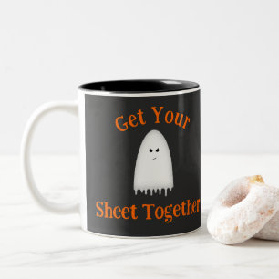 Caneca De Café Em Dois Tons Coloque sua folha junto no Fantasma do Halloween