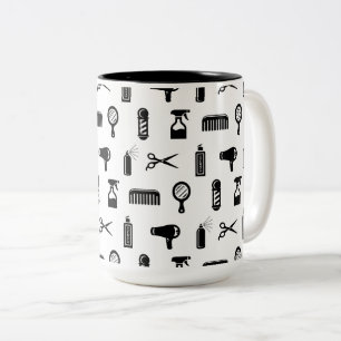 Caneca De Café Em Dois Tons Color BG PERSONALIZADO de Padrões de Hairdresser d