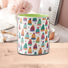 Caneca De Café Em Dois Tons Colorful Woolly Hats Winter