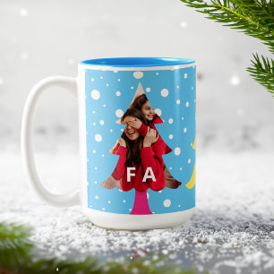 Caneca De Café Em Dois Tons Colorida Bright Neon Fa La Christmas Photo Blue