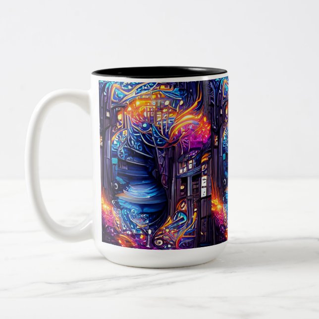 Caneca De Café Em Dois Tons Colorida Fantasy Stairway (Esquerda)