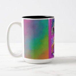 Caneca De Café Em Dois Tons Colorida Groovy Hippie Art Female 15 oz