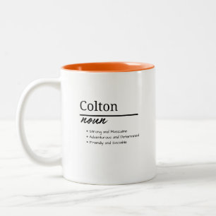 Caneca De Café Em Dois Tons Colton, Definição de Nome Personalizado de Menino