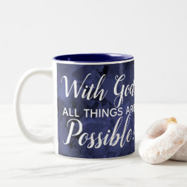 Caneca De Café Em Dois Tons Com deus todas as coisas são fé cristã possível