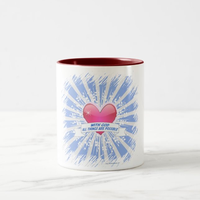Caneca De Café Em Dois Tons Com Deus, todas as coisas são possíveis (Centro)
