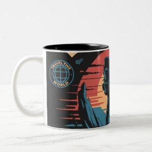 Caneca De Café Em Dois Tons Com Licença Enquanto Eu Viajo Pelo Mundo Viagens A