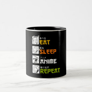 Caneca De Café Em Dois Tons Coma animação de sono Repetir Presente Idea Cosp