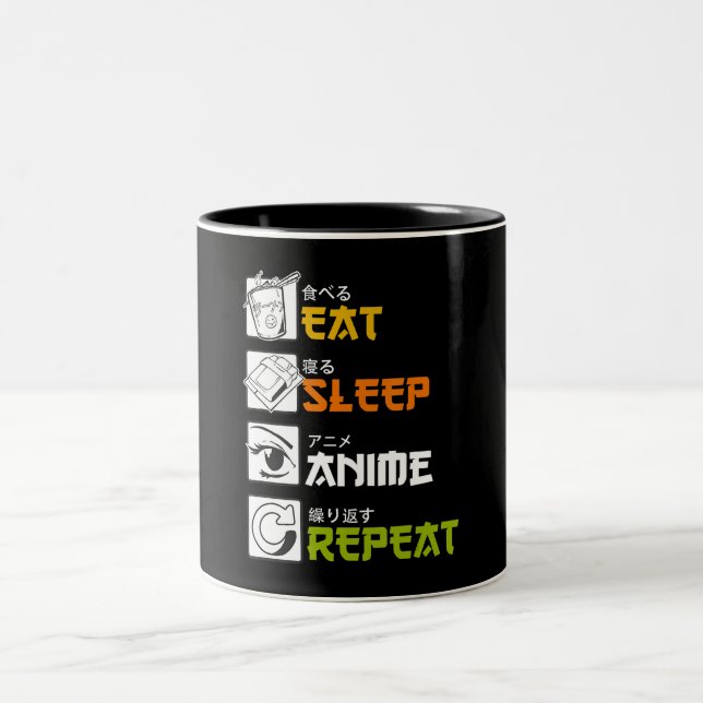 Caneca De Café Em Dois Tons Coma animação de sono Repetir Presente Idea Cospla (Centro)