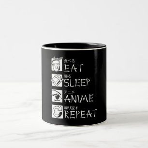 Caneca De Café Em Dois Tons Coma anime adormecido Repetir presente Ideia Cospl