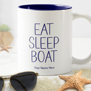 Caneca De Café Em Dois Tons Coma Dormir Barco Divertido Capitão Pesca Humor