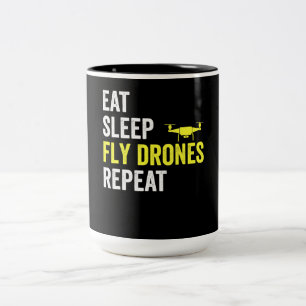 Caneca De Café Em Dois Tons Coma Drones com mosca do sono Repetir Piloto do Dr