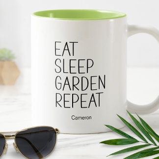 Caneca De Café Em Dois Tons Coma Jardim do Sono Repetir Plantas Humorosas Engr