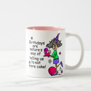 Caneca De Café Em Dois Tons Coma Mais Bolo Humor de Aniversário