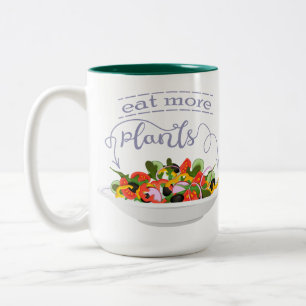 Caneca De Café Em Dois Tons Coma mais plantas com cartazes de motivação de sal
