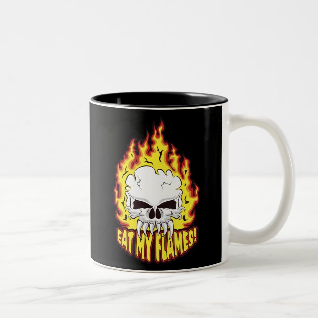 Caneca De Café Em Dois Tons Coma meu crânio de chamas (Direita)