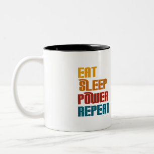 Caneca De Café Em Dois Tons Coma o poder do sono repita engraçado