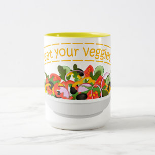 Caneca De Café Em Dois Tons Coma seus vegetais Cite salada fresca misturar tig