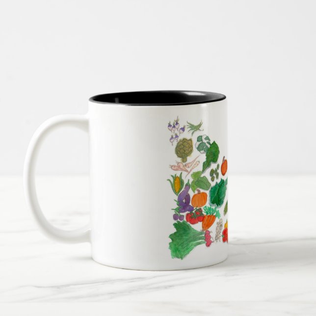 Caneca De Café Em Dois Tons Coma seus vegetarianos (o vegan vegetal da (Esquerda)