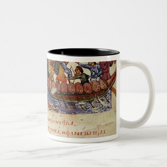 Caneca De Café Em Dois Tons Combate naval entre dois navios (Direita)