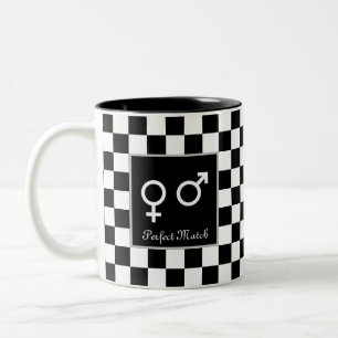 Caneca De Café Em Dois Tons Combinação Perfeita em Xadrez Preto e Branco