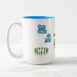 CANECA DE CAFÉ EM DOIS TONS COMBO BRANCO AZUL PAZ MUNDIAL 15 OZ. GOLINHO DE PA