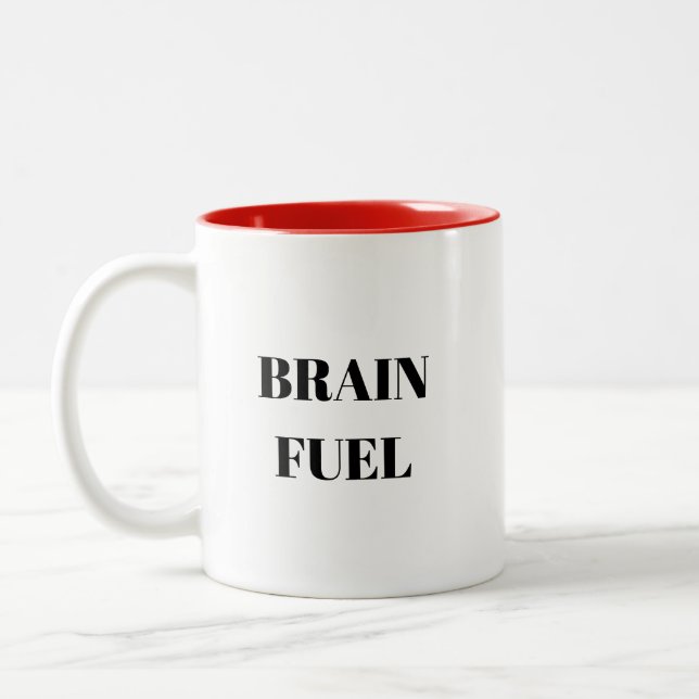 Caneca De Café Em Dois Tons "Combustível Cerebral" Engraçada Coffee Mug (Esquerda)