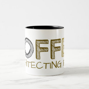 Caneca De Café Em Dois Tons Combustível de arquitetura de café