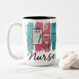 Caneca De Café Em Dois Tons Combustível do Enfermeiro do Turno Noturno Pranche