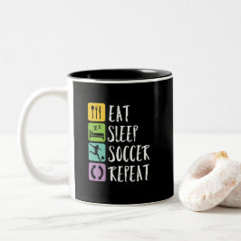 Caneca De Café Em Dois Tons Come Sleep Soccer Repita Jogador Treinador Esporti