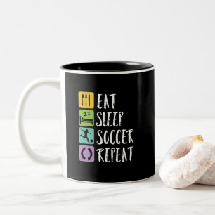 Caneca De Café Em Dois Tons Come Sleep Soccer Repita Jogador Treinador Esporti