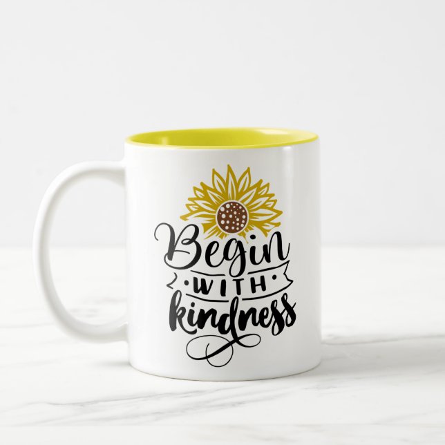 Caneca De Café Em Dois Tons Comece com gentileza com Mug de Café de Dois Tons (Esquerda)