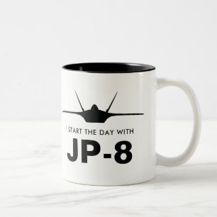 Caneca De Café Em Dois Tons Comece o dia com o Raptor JP-8 F-22 Mug