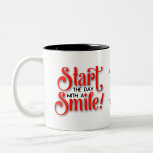 Caneca De Café Em Dois Tons Comece o dia com um sorriso personalize