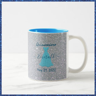Caneca De Café Em Dois Tons Comemoração Glittering Quinceanera