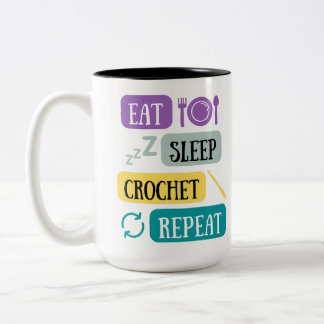 Caneca De Café Em Dois Tons Comer crochet de sono repetir personalizado