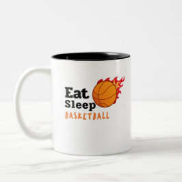 Caneca De Café Em Dois Tons Comer Dormir Basquetebol