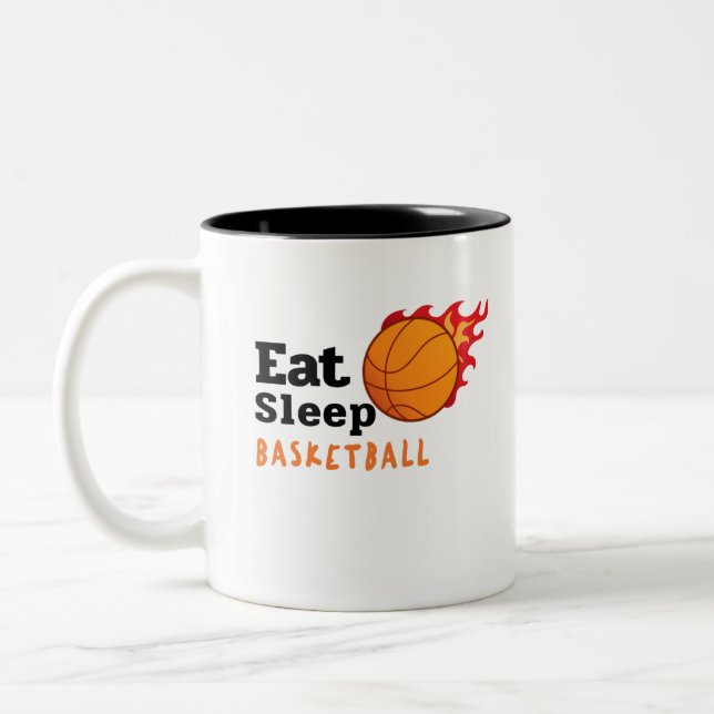 Caneca De Café Em Dois Tons Comer Dormir Basquetebol (Esquerda)