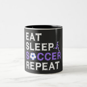 Caneca De Café Em Dois Tons Comer+Dormir+Futebol+Repetir
