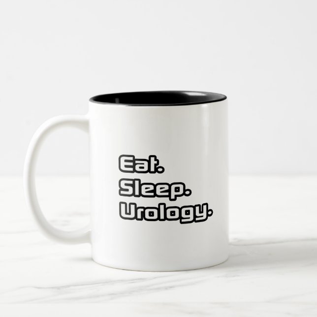 Caneca De Café Em Dois Tons Comer. Dormir. Urologia. (Esquerda)