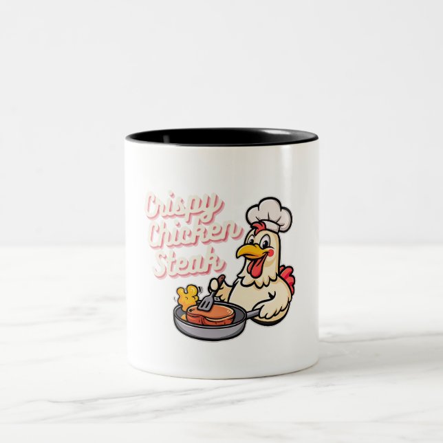 Caneca De Café Em Dois Tons Comida de Cartoon Cute de Chicken Crispy Kawaii (Centro)