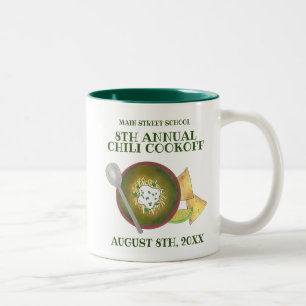 Caneca De Café Em Dois Tons Comida de Cookoff Verde Chili Verde