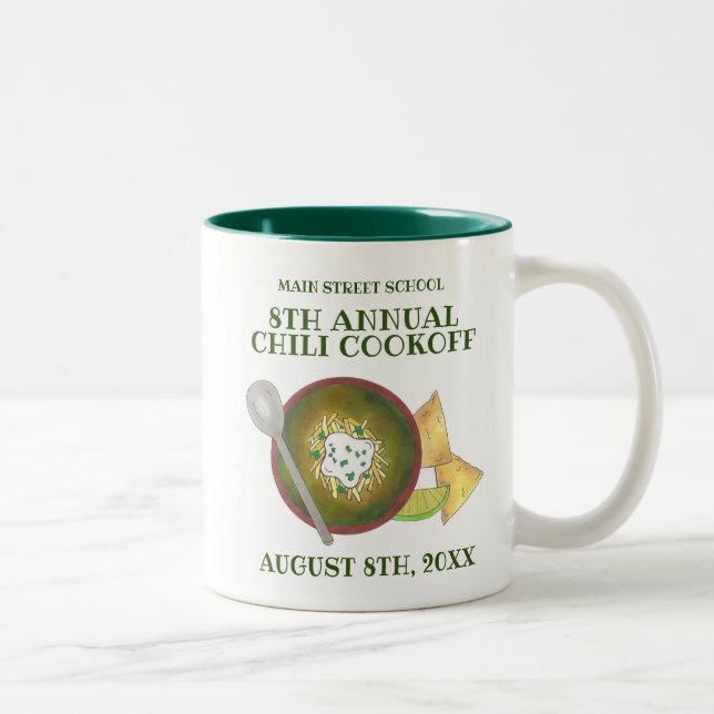 Caneca De Café Em Dois Tons Comida de Cookoff Verde Chili Verde (Direita)