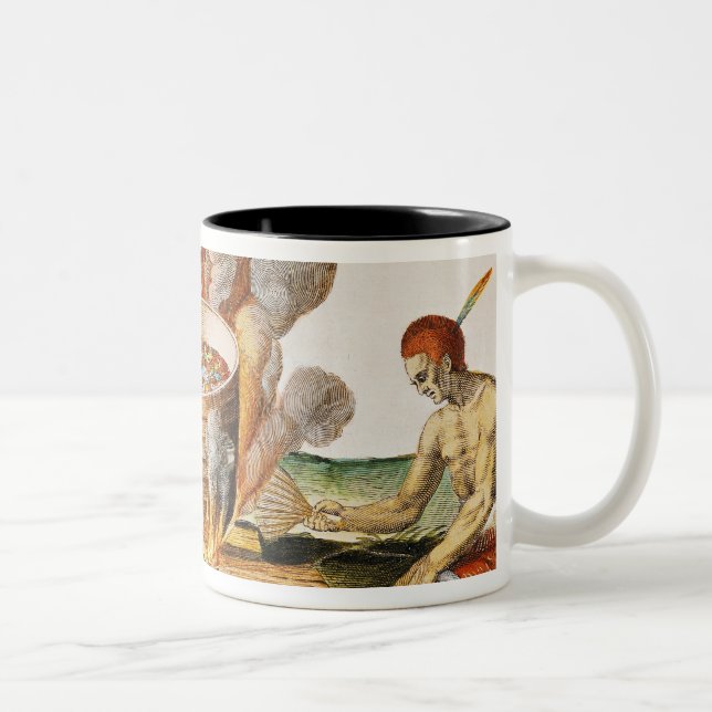 Caneca De Café Em Dois Tons Comida do cozinhar em um pote do Terracotta (Direita)