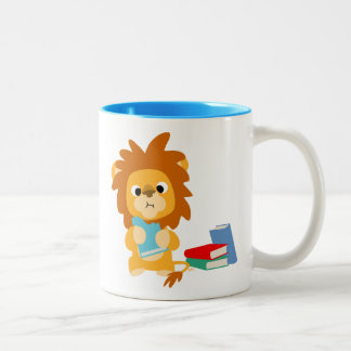 Caneca De Café Em Dois Tons Comida Para Pensamento - Leão De Cartoon Bonito