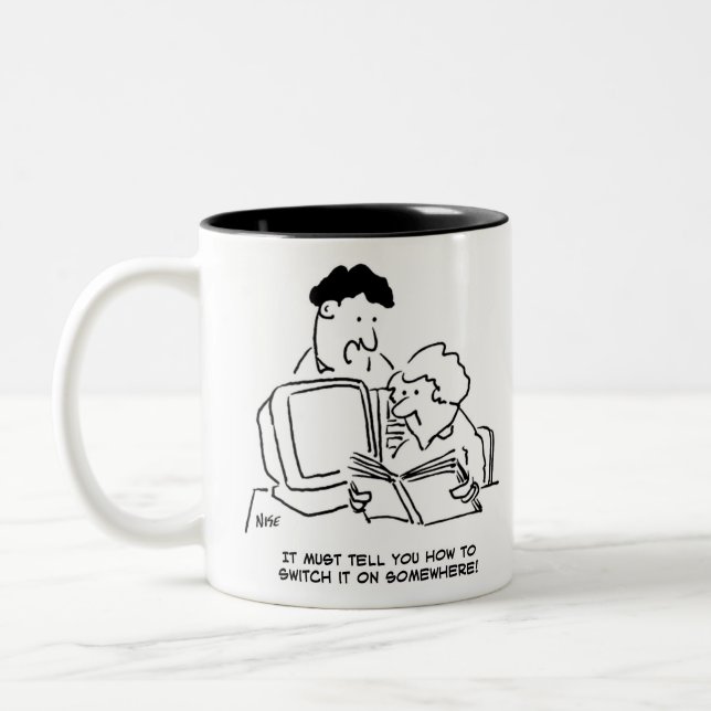 Caneca De Café Em Dois Tons Como ligar o computador (Esquerda)