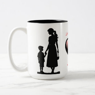 Caneca De Café Em Dois Tons Como Mãe Como Filho Silhouette 15 oz Mug