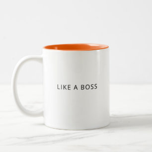 Caneca De Café Em Dois Tons Como um Chefe Engraçado, Trendy Cita Dois Cafés