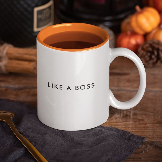 Caneca De Café Em Dois Tons Como uma Engraçada Cotação de Trendência do Chefe (Funny and cute "Like a Boss" quote mug that will bring a smile to your face every time you sip!)