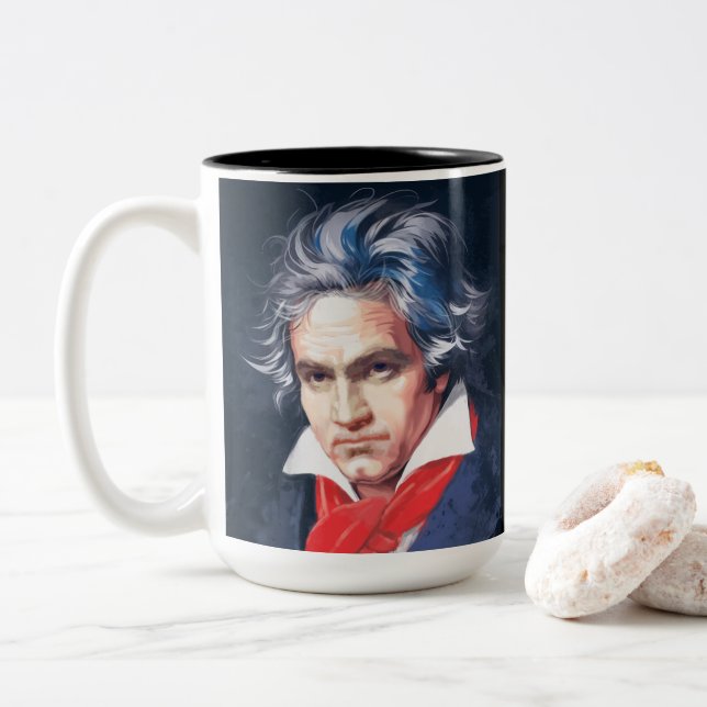 Caneca De Café Em Dois Tons Compositores do Excelente: Beethoven (Com Donut)